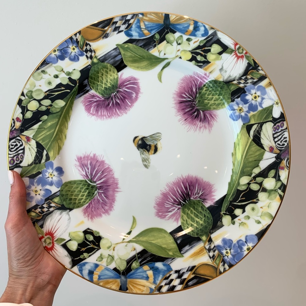 Set of 4 Mackenzie-Childs Thistle & Bee Chargers